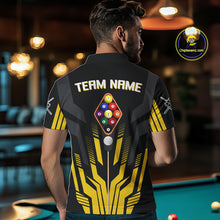 Load image into Gallery viewer, Personalized Yellow Black 9 Ball Pool Shirt For Men, Billiard League Team Jersey Polo &amp; 1/4 Zip TDM4228