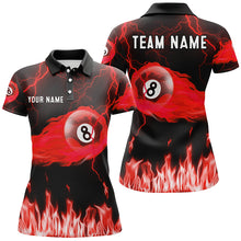 Load image into Gallery viewer, Personalized Red 8 Ball Flame Thunder Lightning Billiard Shirts For Women, Pool Team League Shirts TDM2052