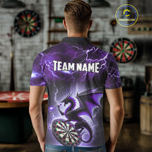 Load image into Gallery viewer, Custom Purple Thunder Lightning Dragon Darts Shirt For Men, Darts League Jersey Polo &amp; 1/4 Zip TDM4385