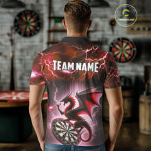 Load image into Gallery viewer, Custom Red Thunder Lightning Dragon Darts Shirt For Men, Darts League Jersey Polo &amp; 1/4 Zip TDM4386