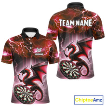 Load image into Gallery viewer, Custom Red Thunder Lightning Dragon Darts Shirt For Men, Darts League Jersey Polo &amp; 1/4 Zip TDM4386