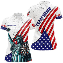 Load image into Gallery viewer, Personalized The Statue Of Liberty Darts Shirts For Women Custom US Flag Patriotic Darts Jerseys TDM2268