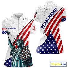 Load image into Gallery viewer, Personalized The Statue Of Liberty Darts Shirts For Women Custom US Flag Patriotic Darts Jerseys TDM2268