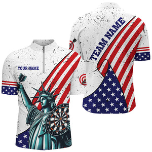Personalized The Statue Of Liberty Darts Shirts For Men Custom US Flag Patriotic Darts Jerseys TDM2268
