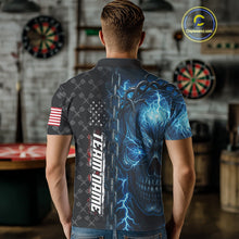 Load image into Gallery viewer, Personalized Blue Darts Skull Thunder Lightning Darts Shirt For Men, US Flag Darts Team Jersey TDM4613