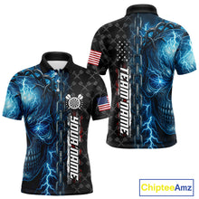 Load image into Gallery viewer, Personalized Blue Darts Skull Thunder Lightning Darts Shirt For Men, US Flag Darts Team Jersey TDM4613