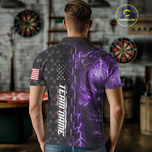 Load image into Gallery viewer, Personalized Purple Darts Skull Thunder Lightning Darts Shirt For Men, US Flag Darts Team Jersey TDM4614