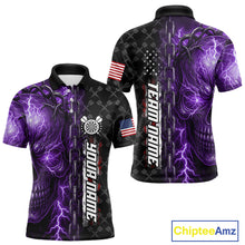 Load image into Gallery viewer, Personalized Purple Darts Skull Thunder Lightning Darts Shirt For Men, US Flag Darts Team Jersey TDM4614