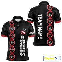 Load image into Gallery viewer, Personalized DNA Darts Shirt For Men Custom Black And Red Funny Darts Jersey Team Polo &amp; 1/4 Zip TDM4617