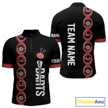 Load image into Gallery viewer, Personalized DNA Darts Shirt For Men Custom Black And Red Funny Darts Jersey Team Polo &amp; 1/4 Zip TDM4617