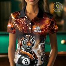 Load image into Gallery viewer, Lightning Thunder Tiger Custom Orange 8 Ball Pool Shirts For Women, Billiard Team League Jerseys TDM4814