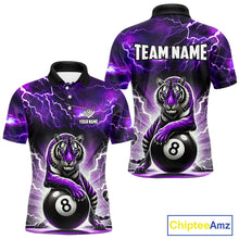 Load image into Gallery viewer, Lightning Thunder Tiger Custom Purple 8 Ball Pool Shirts For Men, Billiard Team League Jerseys TDM4815