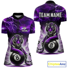 Load image into Gallery viewer, Lightning Thunder Tiger Custom Purple 8 Ball Pool Shirts For Women, Billiard Team League Jerseys TDM4815
