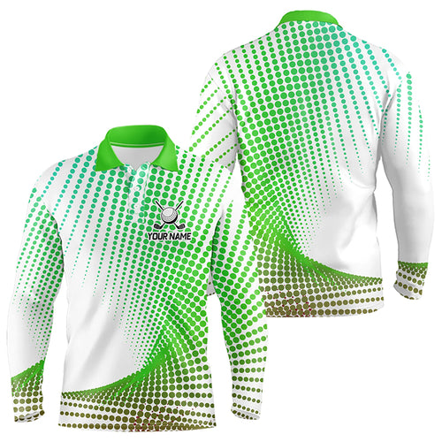 Personalized Green Geometric Men Golf Shirt Short Sleeve Polo Shirt Men Golf Tops, Golfing Gifts TDM3259