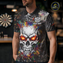 Load image into Gallery viewer, Colorful Grunge Skull Darts Polo &amp; Quarter Zip For Men Custom Darts Team Jersey, Funny Darts Gifts TDM5503