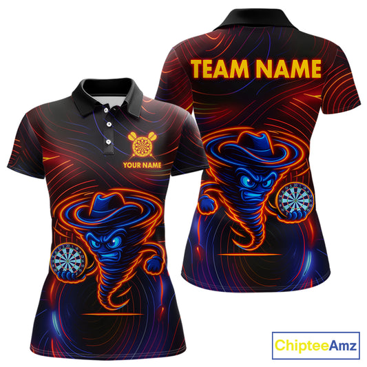 Funny Neon Tornado Darts Polo & Quarter Zip For Women Custom Darts Team Jersey, Darts Outfit TDM5505