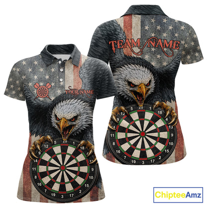 Personalized Vintage American Flag Eagle Darts Shirt For Women Custom Patriotic Darts Team Jerseys TDM5757