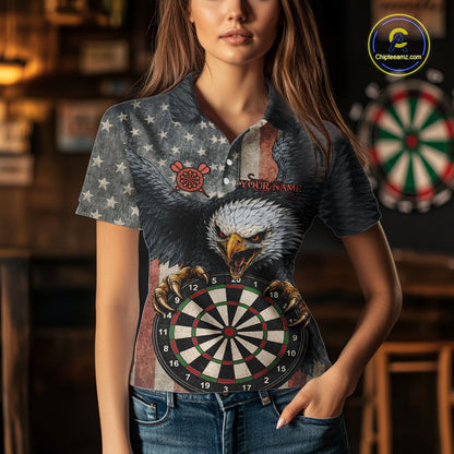 Personalized Vintage American Flag Eagle Darts Shirt For Women Custom Patriotic Darts Team Jerseys TDM5757