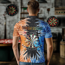 Load image into Gallery viewer, Blue And Orange Icy Men Dart Shirt With Pocket Option Custom Dart Jersey TDM3757