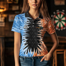 Load image into Gallery viewer, Blue And Orange Icy Women Dart Shirt With Pocket Option Custom Dart Jersey TDM3757