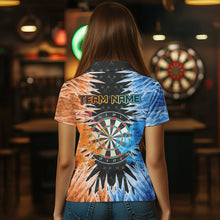 Load image into Gallery viewer, Blue And Orange Icy Women Dart Shirt With Pocket Option Custom Dart Jersey TDM3757