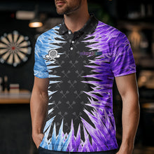Load image into Gallery viewer, Blue And Purple Icy Men Dart Shirt With Pocket Option Custom Dart Jersey TDM3758