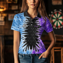 Load image into Gallery viewer, Blue And Purple Icy Women Dart Shirt With Pocket Option Custom Dart Jersey TDM3758