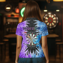 Load image into Gallery viewer, Blue And Purple Icy Women Dart Shirt With Pocket Option Custom Dart Jersey TDM3758