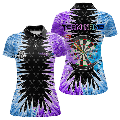 Blue And Purple Icy Women Dart Shirt With Pocket Option Custom Dart Jersey TDM3758