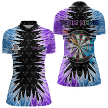 Load image into Gallery viewer, Blue And Purple Icy Women Dart Shirt With Pocket Option Custom Dart Jersey TDM3758
