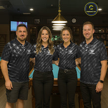 Load image into Gallery viewer, Black US Flag 8 Ball Fire Billiard Shirt For Women Custom Billiard Team Jersey Polo &amp; 1/4 Zip TDM6122