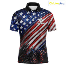 Load image into Gallery viewer, American Flag Fire 8 Ball Pool Billiard Shirt For Men Custom Billiard Team Jersey Polo &amp; 1/4 Zip TDM6124