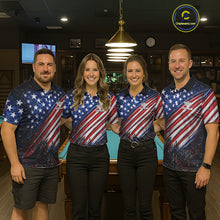 Load image into Gallery viewer, American Flag Fire 8 Ball Pool Billiard Shirt For Men Custom Billiard Team Jersey Polo &amp; 1/4 Zip TDM6124