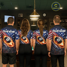 Load image into Gallery viewer, American Flag Fire 8 Ball Pool Billiard Shirt For Men Custom Billiard Team Jersey Polo &amp; 1/4 Zip TDM6124
