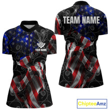 Load image into Gallery viewer, American Flag Smoke 8 Ball Billiard Shirts For Women Custom Patriotic Billiard Pool Team Jerseys TDM4028