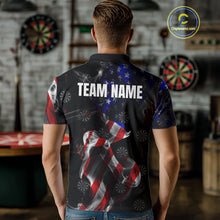Load image into Gallery viewer, Custom Men&#39;s Dart Shirt With Pocket Option, US Flag Smoke Darts Team Jersey TDM4029