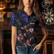 Load image into Gallery viewer, Custom Women&#39;s Dart Shirt With Pocket Option, US Flag Smoke Darts Team Jersey TDM4029