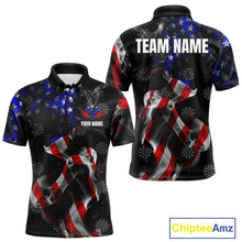 Load image into Gallery viewer, Custom Men&#39;s Dart Shirt With Pocket Option, US Flag Smoke Darts Team Jersey TDM4029