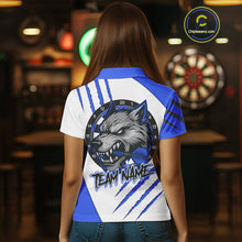 Load image into Gallery viewer, Blue And White Custom Claw Wolf Dart Shirts For Women, Dart Team Shirt Polo &amp; 1/4 Zip, Dart Jerseys TDM4032