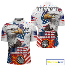 Load image into Gallery viewer, American Flag Eagle Dart Shirt For Men – 3D Dartboard Fire Flame Custom Patriotic Dart Team Jersey TDM4036