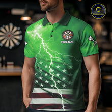Load image into Gallery viewer, Green Lightning American Flag Eagle Dart Shirt With Pocket Option For Men TDM6552