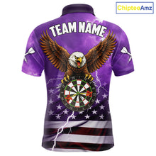 Load image into Gallery viewer, Purple Lightning American Flag Eagle Dart Shirt With Pocket Option For Men TDM6554