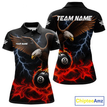Load image into Gallery viewer, Red Flaming Eagle 8 Ball Pool Billiard Shirts For Women Custom Billiard Team Jersey Polo &amp; 1/4 Zip TDM6560