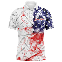 Load image into Gallery viewer, Personalized American Flag Smoke Mens Golf Polo Shirts Patriotic Golf Shirts For Men, Golf Gifts TDM1850