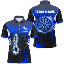 Load image into Gallery viewer, Personalized Darts Fire Arrow Men Dart Polo Shirts Custom Flame Dart Shirt Darts Jersey | Blue TDM2276