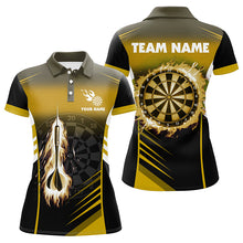 Load image into Gallery viewer, Personalized Darts Fire Arrow Women Dart Polo Shirts Custom Flame Dart Shirt Darts Jersey | Yellow TDM2277