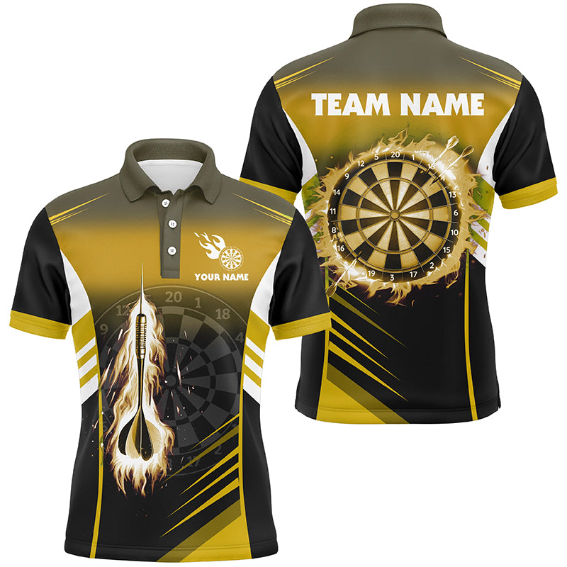 Personalized Darts Fire Arrow Men Dart Polo Shirts Custom Flame Dart Shirt Darts Jersey | Yellow TDM2277