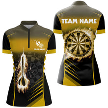 Load image into Gallery viewer, Personalized Darts Fire Arrow Women Dart Polo Shirts Custom Flame Dart Shirt Darts Jersey | Yellow TDM2277