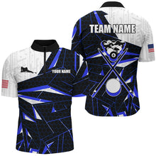 Load image into Gallery viewer, Best Billiard Jerseys For Men Custom Polo &amp; 1/4 Zip Shirts, Billiard Tournament Team Shirts | Blue TDM2544