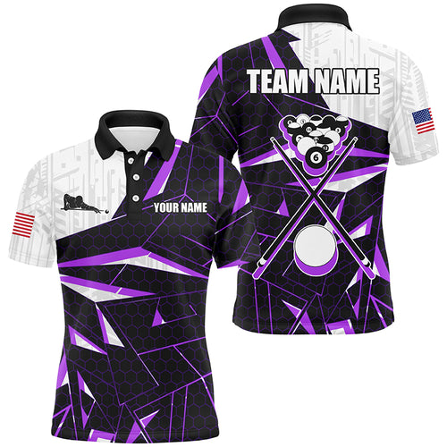 Best Billiard Jerseys For Men Custom Polo & 1/4 Zip Shirts, Billiard Tournament Team Shirt |Purple TDM2546